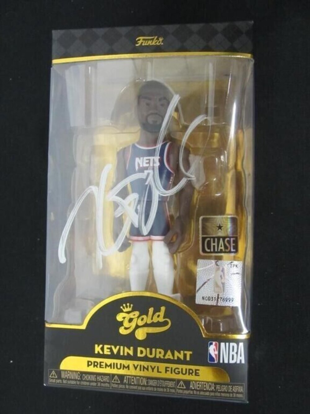 Kevin Durant signed Funko Premium 5" Gold NBA Brooklyn Nets Vinyl Figure w/COA